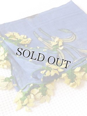 画像3: ブルサ：シルク木版アンティークオヤスカーフ・キャートヤズマ｜ブルー