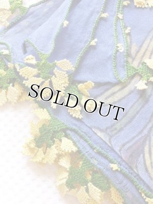 画像4: ブルサ：シルク木版アンティークオヤスカーフ・キャートヤズマ｜ブルー