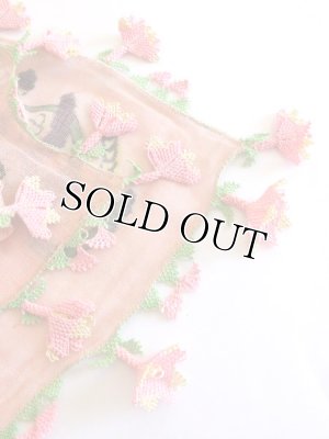 画像6: ベルガマ・コザック｜木版アンティークオヤスカーフ｜シルク糸イーネオヤ｜ピンク４枚花