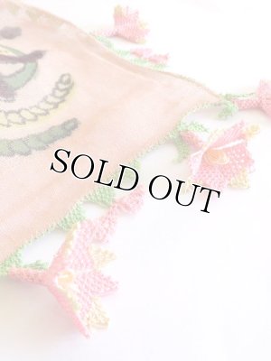 画像7: ベルガマ・コザック｜木版アンティークオヤスカーフ｜シルク糸イーネオヤ｜ピンク４枚花