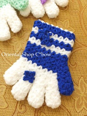 画像1: ボディタオル[エコたわし]・手袋・ブルー×ホワイト