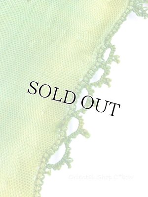 画像6: オデミシュ・ヴィンテージ｜アンティークオヤスカーフ｜希少クレープ・シルク糸イーネオヤ｜グリーン