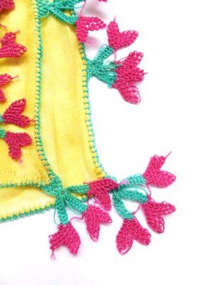 画像5: マルマラ地方：木版アンティークイーネオヤスカーフ｜クリームイエロー