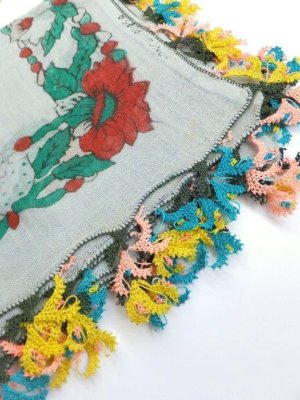 画像3: マルマラ地方｜アンティークオヤスカーフ：イーネオヤ：グレー