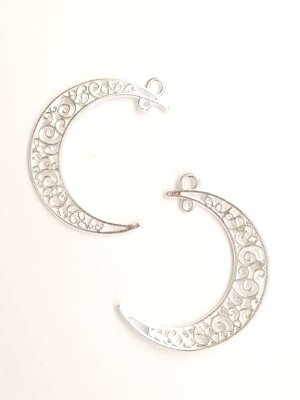 画像2: 大ぶり三日月☆透かし｜メッキパーツ