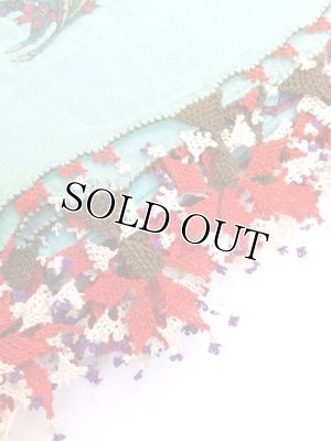 画像4: 日本発送◆ブルサ：イズニック｜アンティークオヤスカーフ｜ターコイズブルー