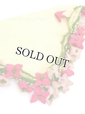 画像3: アイドゥン｜アンティークオヤスカーフ｜シルク糸｜ピンク花