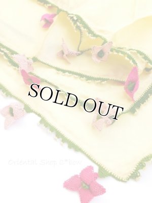 画像5: アイドゥン｜アンティークオヤスカーフ｜シルク糸｜ピンク花