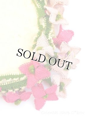 画像4: アイドゥン｜アンティークオヤスカーフ｜シルク糸｜ピンク花