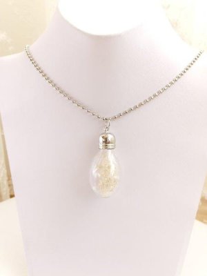 画像4: ガラスボトルネックレス☆ランプ｜白花