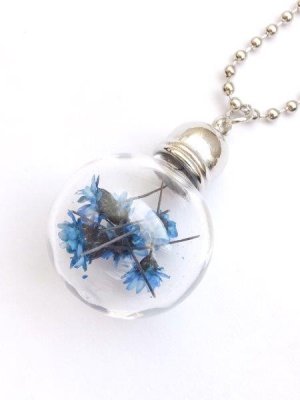 画像3: ガラスボトルネックレス☆ラウンド｜青花｜２