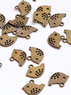 画像2: 鳥さん☆金属チャーム｜シルバー・ゴールド・ブロンズ