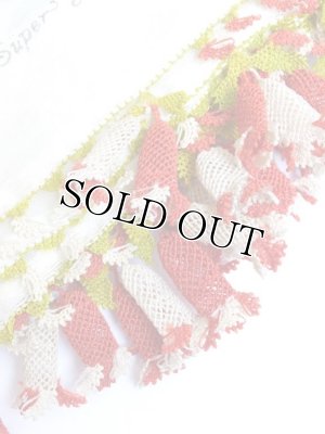 画像3: ベルガマ・コザック地区｜アンティークオヤスカーフ｜イーネオヤ｜マカロニ：オフホワイト・レッド×オフホワイト