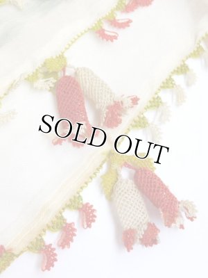 画像6: ベルガマ・コザック地区｜アンティークオヤスカーフ｜イーネオヤ｜マカロニ：オフホワイト・レッド×オフホワイト