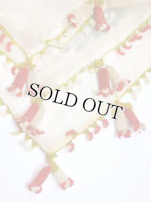 画像8: ベルガマ・コザック地区｜アンティークオヤスカーフ｜イーネオヤ｜マカロニ：オフホワイト・レッド×オフホワイト