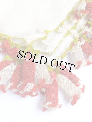 画像4: ベルガマ・コザック地区｜アンティークオヤスカーフ｜イーネオヤ｜マカロニ：オフホワイト・レッド×オフホワイト