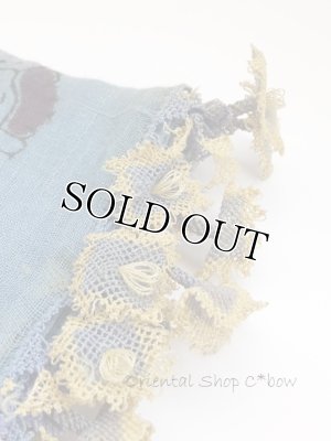 画像4: ■ベルガマ・コザック｜木版アンティークオヤスカーフ｜イーネオヤ｜しかく｜アンティークブルー