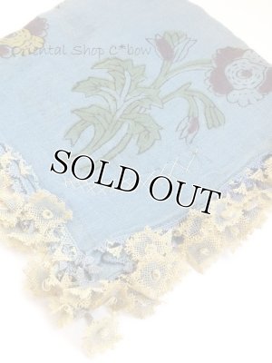 画像2: ■ベルガマ・コザック｜木版アンティークオヤスカーフ｜イーネオヤ｜しかく｜アンティークブルー