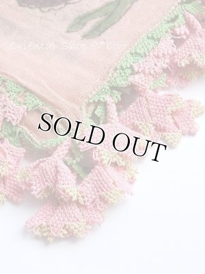 画像5: ベルガマ・コザック｜木版アンティークオヤスカーフ｜シルク糸イーネオヤ｜ピンク４枚花