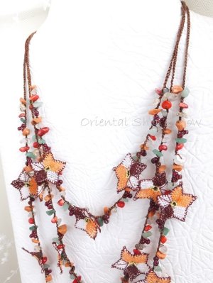 画像3: 天然石とオヤの３連ネックレス｜コーラルオレンジすみれ