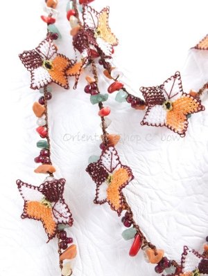 画像5: 天然石とオヤの３連ネックレス｜コーラルオレンジすみれ