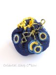 画像2: 手編みナザルボンジュウのミニ巾着｜濃青×卵 (2)