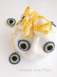 画像4: 手編みナザルボンジュウのミニ巾着｜白色×卵 (4)