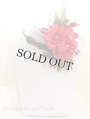 画像9: ◆豪華絢爛☆丁寧な細工のお花アクセサリー｜ルビーピンク