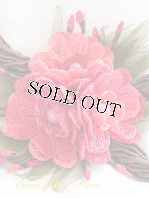 画像4: ◆豪華絢爛☆丁寧な細工のお花アクセサリー｜ルビーピンク