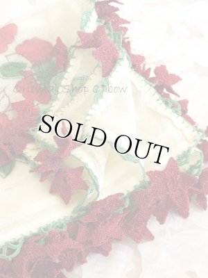 画像4: マニサ｜アンティークオヤスカーフ｜トゥーオヤ/シェケルオヤ｜クリーム・ワインレッド花