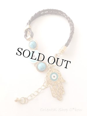 画像2: ハムサの手＆ナザルボンジュウ｜お守りブレスレット★シルバー・ゴールド｜２カラー