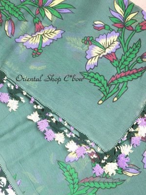 画像6: ブルサ：イズニック｜アンティークオヤスカーフ｜イーネオヤ（人工シルク糸）｜グリーン・柄も可愛い