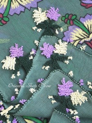画像4: ブルサ：イズニック｜アンティークオヤスカーフ｜イーネオヤ（人工シルク糸）｜グリーン・柄も可愛い