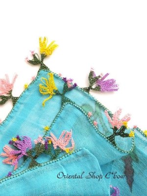 画像5: ブルサ：イズニック｜朝顔：アンティークオヤスカーフ｜大きなイーネオヤ（ナイロン糸）｜Z８