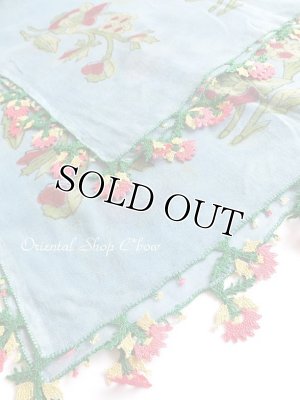 画像3: ブルサ｜木版アンティークオヤスカーフ・シルク糸イーネオヤ・細かい｜BR９