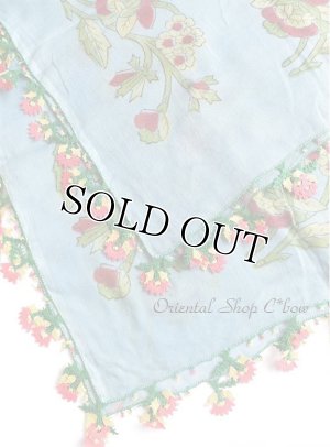 画像4: ブルサ｜木版アンティークオヤスカーフ・シルク糸イーネオヤ・細かい｜BR９