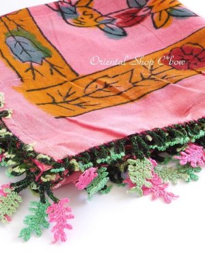 画像3: ボル｜木版｜アンティークイーネオヤスカーフ｜シルク糸・魚の骨｜ピンク