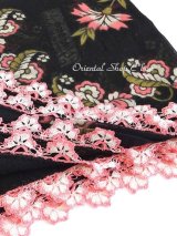 バルッケシル：アンティークオヤスカーフ｜トゥーオヤ｜ピンク花×ブラック