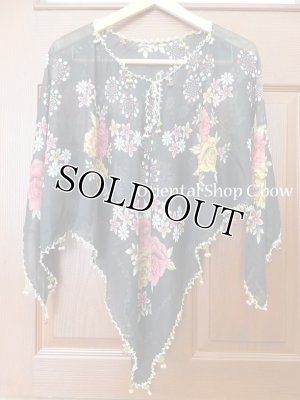 画像2: オヤのお洋服☆ポンチョ風ブラウス｜さくらんぼ｜ブラック