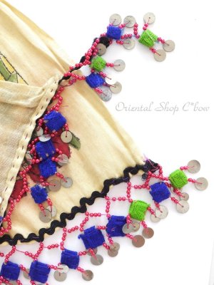 画像4: マルマラ地方｜木版・アンティークオヤスカーフ・ドゥルメオヤ｜クリーム×ブルー