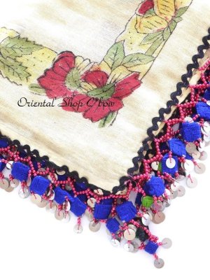 画像3: マルマラ地方｜木版・アンティークオヤスカーフ・ドゥルメオヤ｜クリーム×ブルー