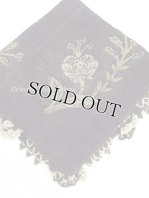 画像2: カスタモヌ｜トスヤ｜木版・アンティークオヤスカーフ｜イーネオヤ・シルク糸｜ボルドー