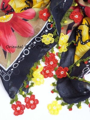 画像8: バルッケシル：大判トゥーオヤスカーフ｜ミッドナイトブルー×イエローレッド