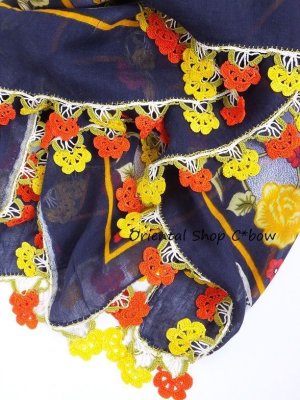 画像4: バルッケシル：大判トゥーオヤスカーフ｜濃紺×イエローレッド