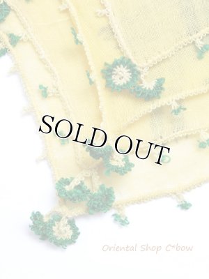 画像5: オデミシュ｜アンティークオヤスカーフ｜シルク糸イーネオヤ｜イエローグリーン・鳥
