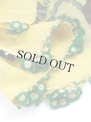 画像4: オデミシュ｜アンティークオヤスカーフ｜シルク糸イーネオヤ｜イエローグリーン・鳥