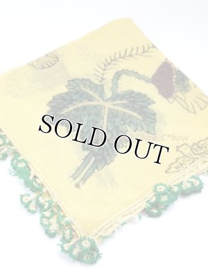 画像2: オデミシュ｜アンティークオヤスカーフ｜シルク糸イーネオヤ｜イエローグリーン・鳥