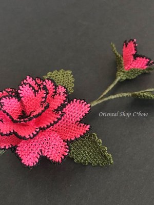 画像6: 日本発送★シルクイーネオヤブローチ｜つぼみ付き薔薇｜パッションピンク