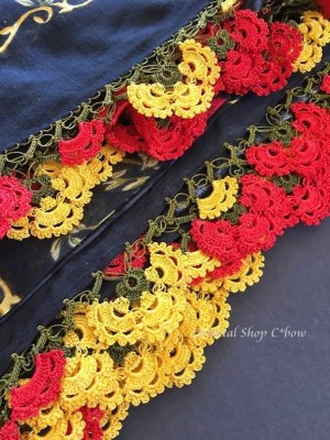 画像5: バルッケシル：大判トゥーオヤスカーフ｜ブラック×レッドイエロー