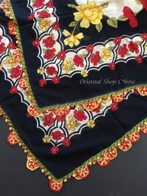 画像4: バルッケシル：大判フィルケテオヤ・トゥーオヤスカーフ｜ブラック×赤黄